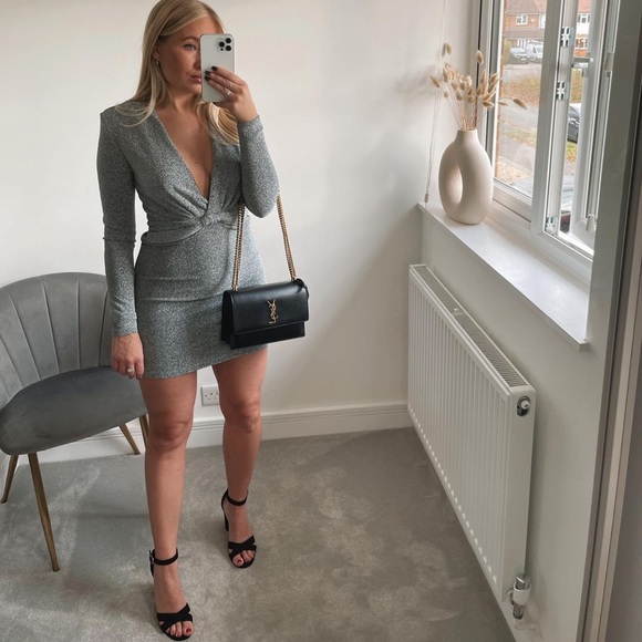 Zara Silver Dress with Metallic Thread - Picture 7 of 17